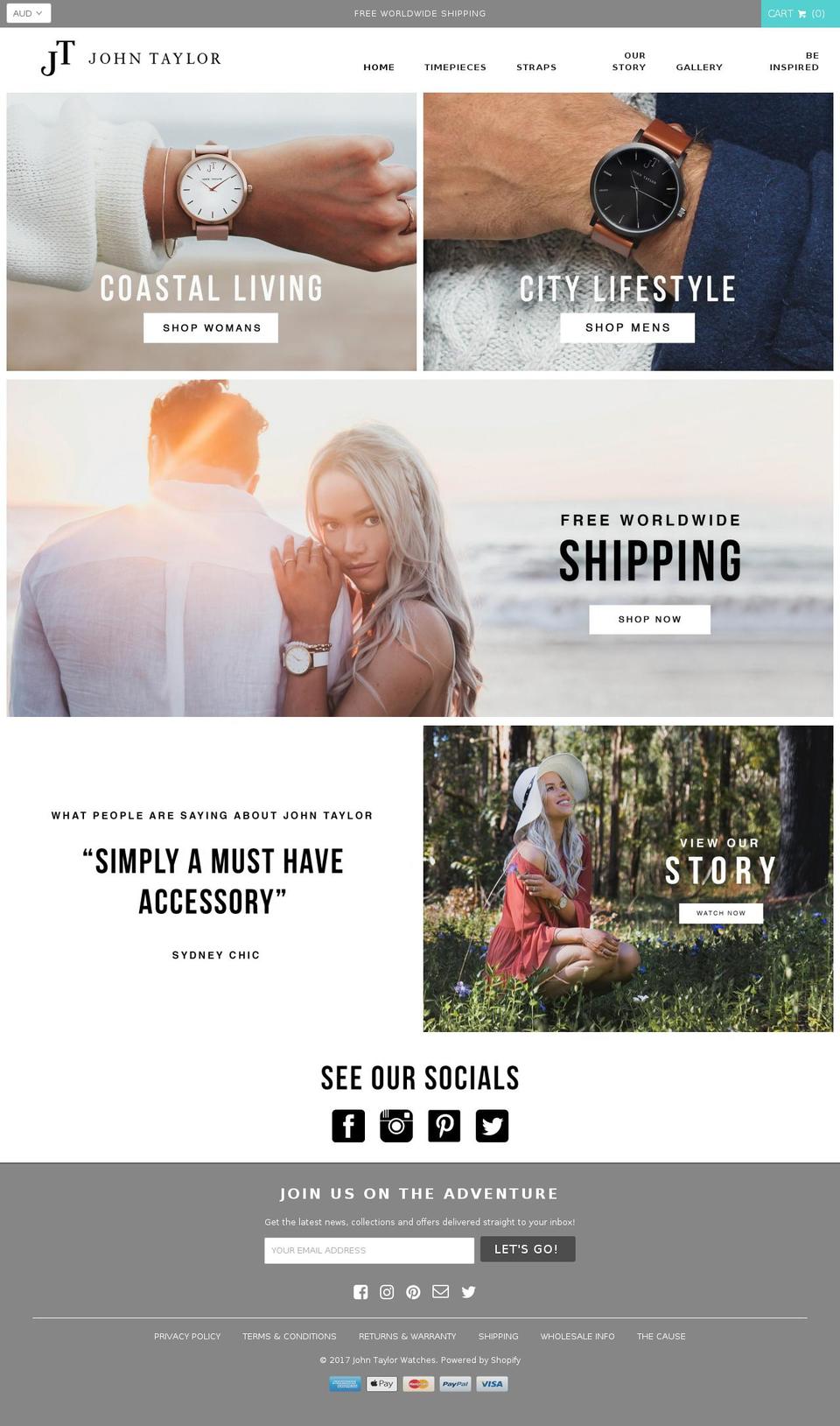 Atlantic Shopify theme site example johntaylorwatches.com