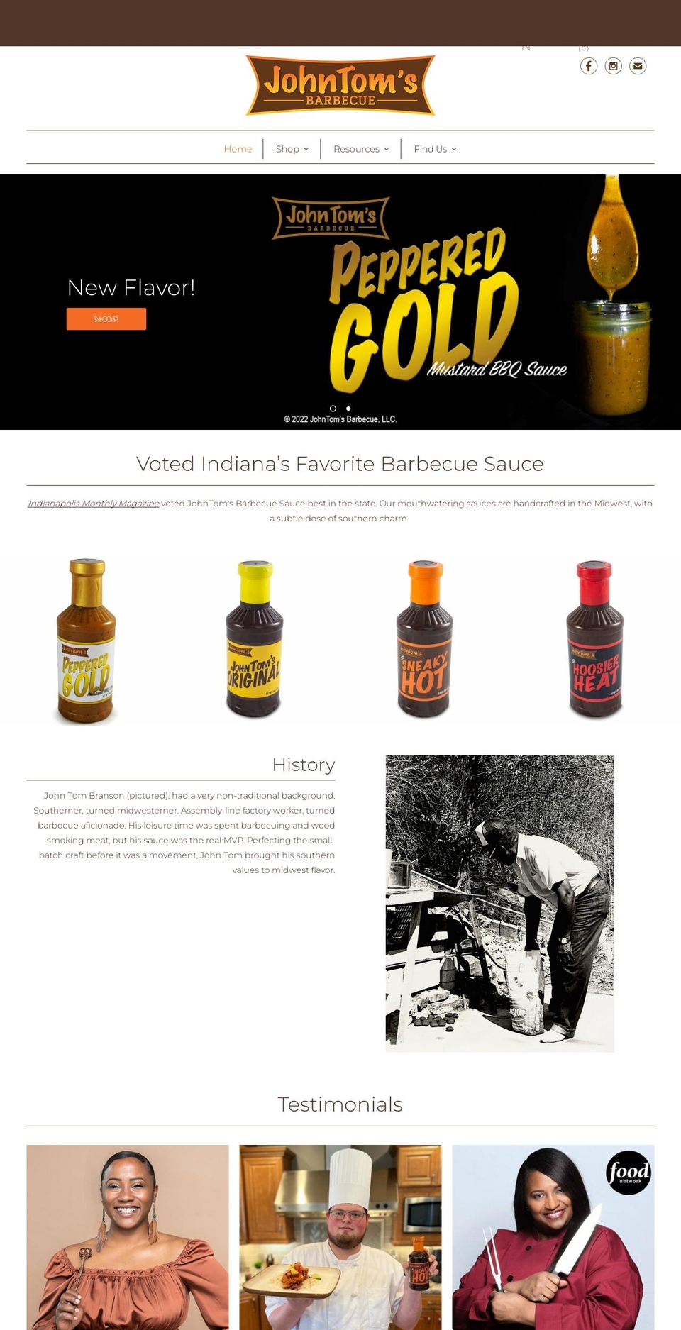 johntomsbbq.com shopify website screenshot