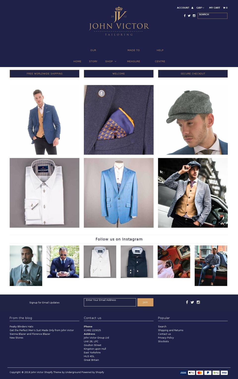 johnvictor.co.uk shopify website screenshot