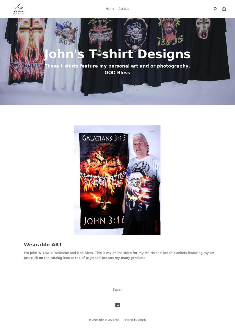 johnwlewisart.net shopify website screenshot