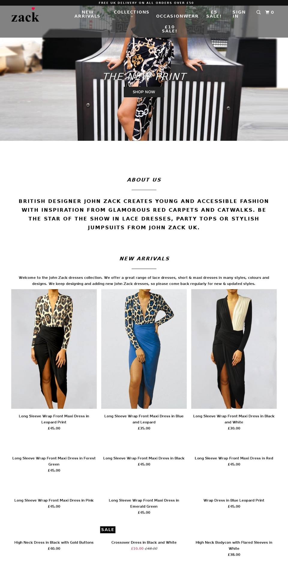 johnzackuk.com — Shopify storefront screenshot