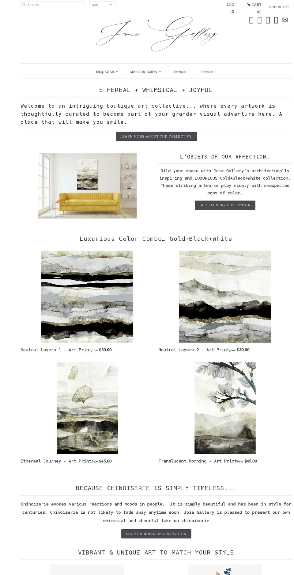 joie-gallery.com — Shopify storefront screenshot