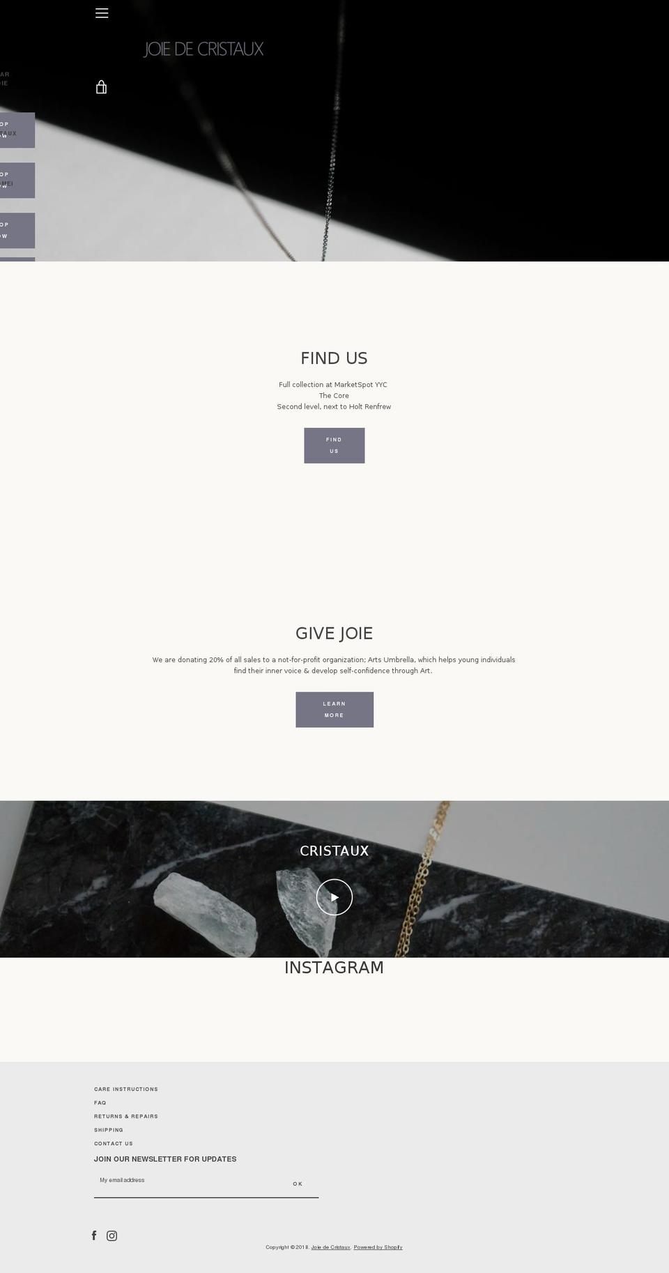 joiedecristaux.com — Shopify storefront screenshot