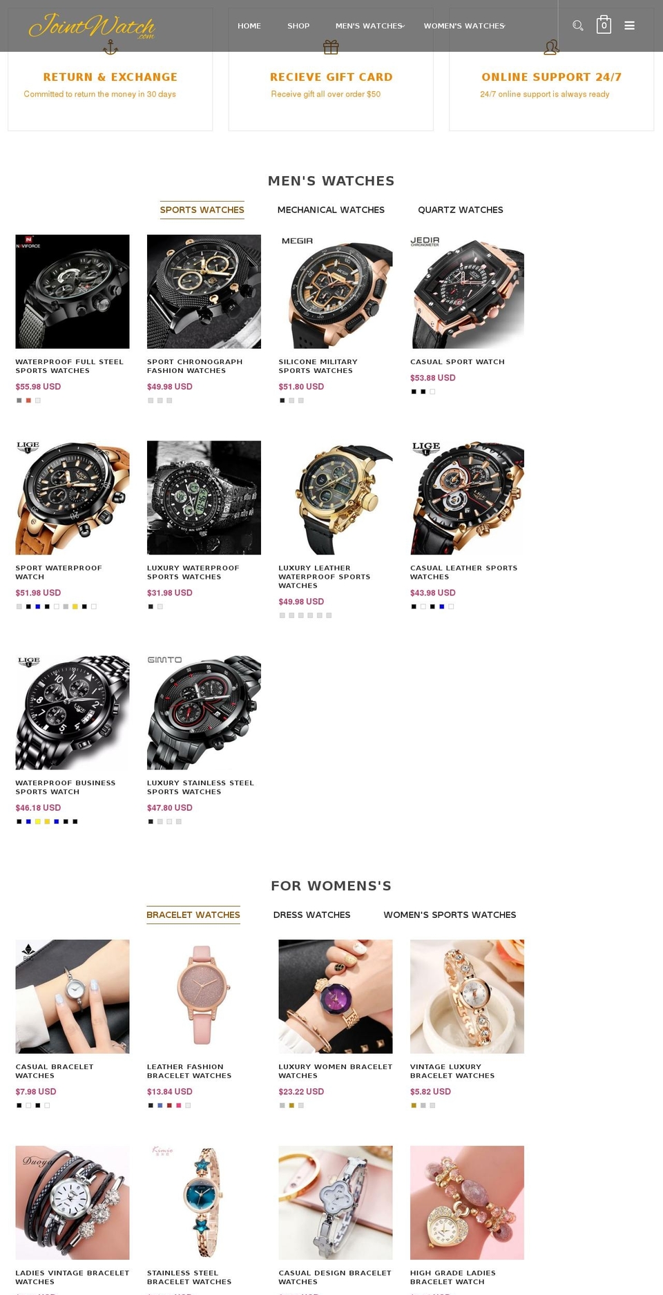 jointwatch.com — Shopify storefront screenshot