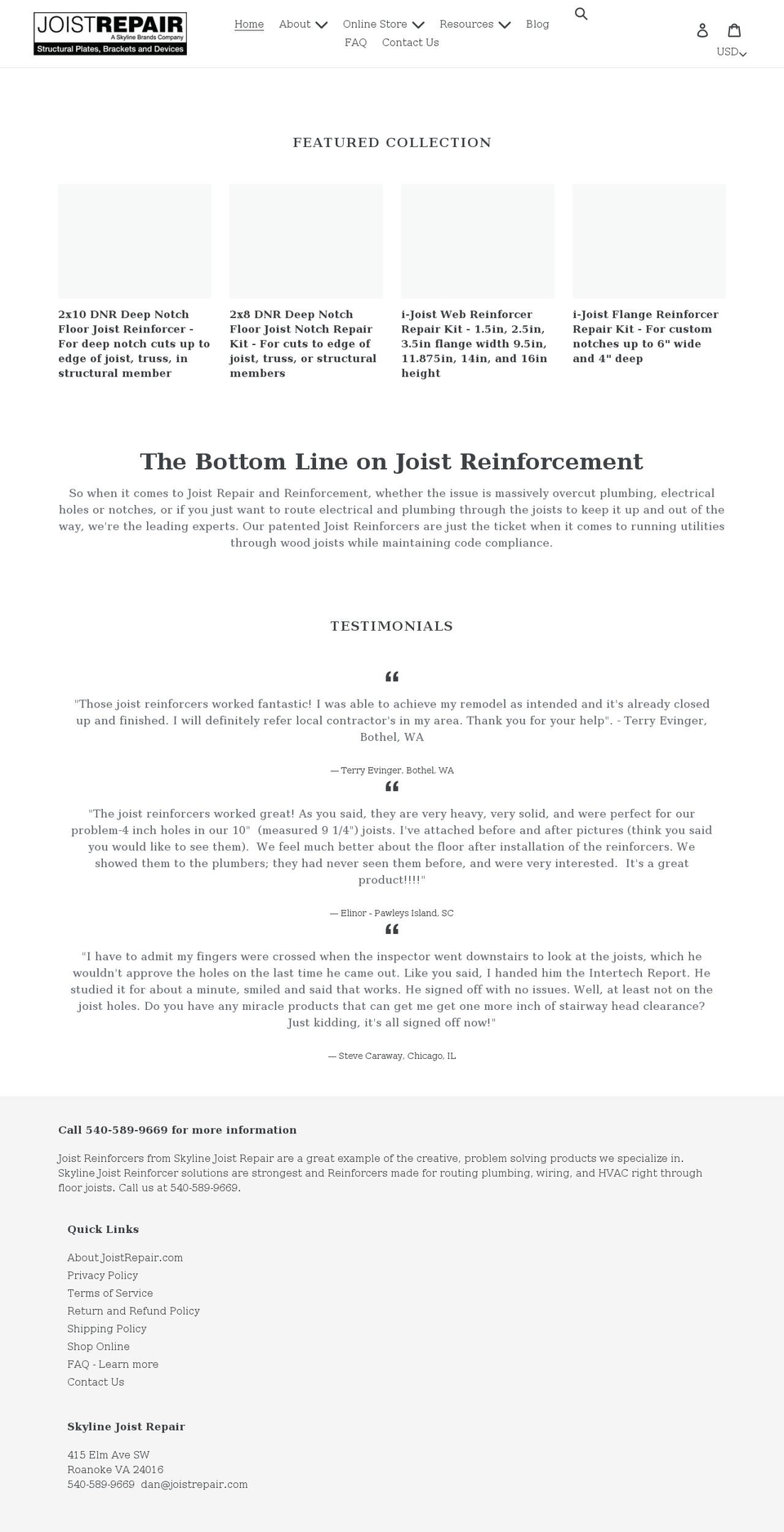 joistrepair.com shopify website screenshot