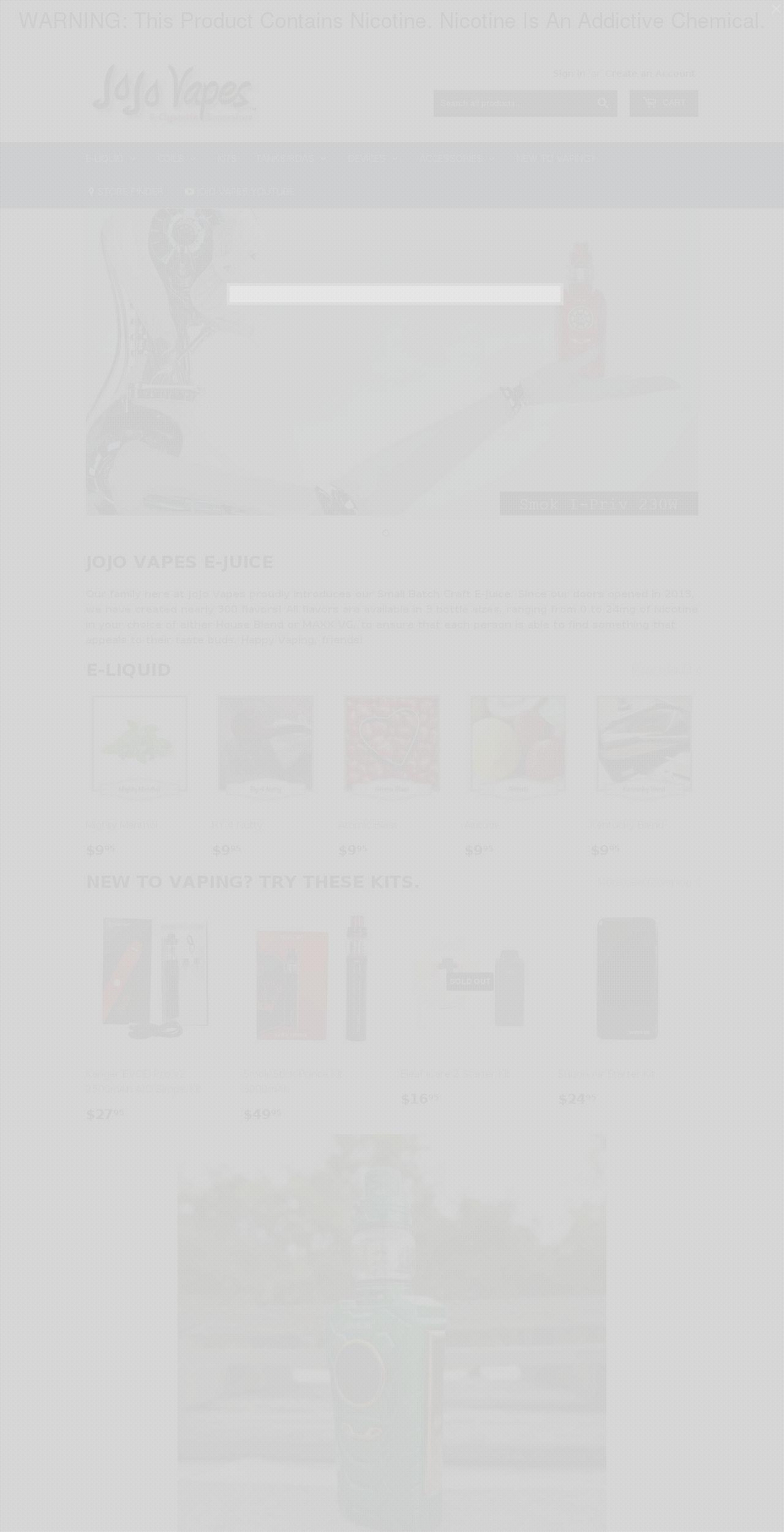 jojoecigs.com — Shopify storefront screenshot