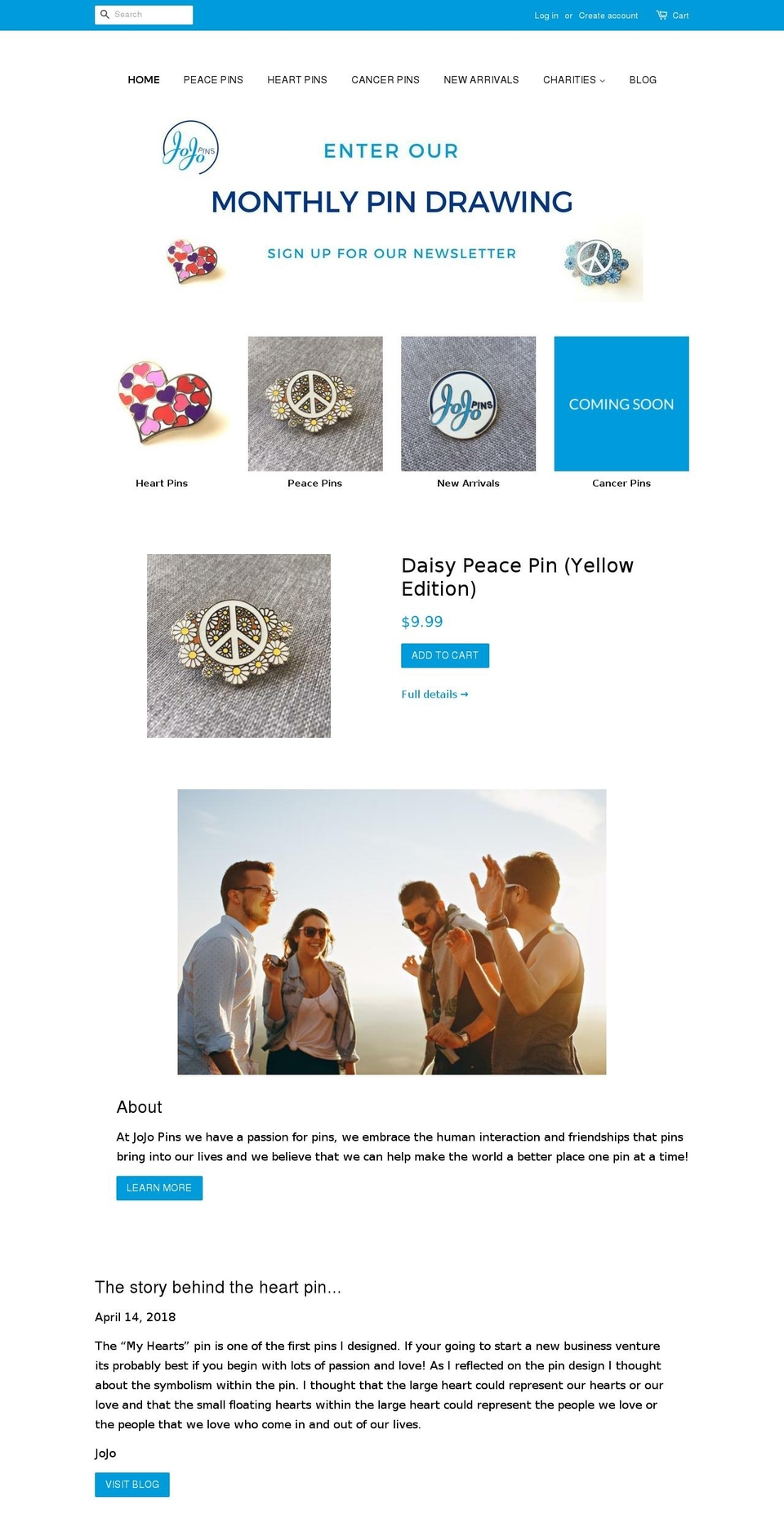 jojopins.com shopify website screenshot