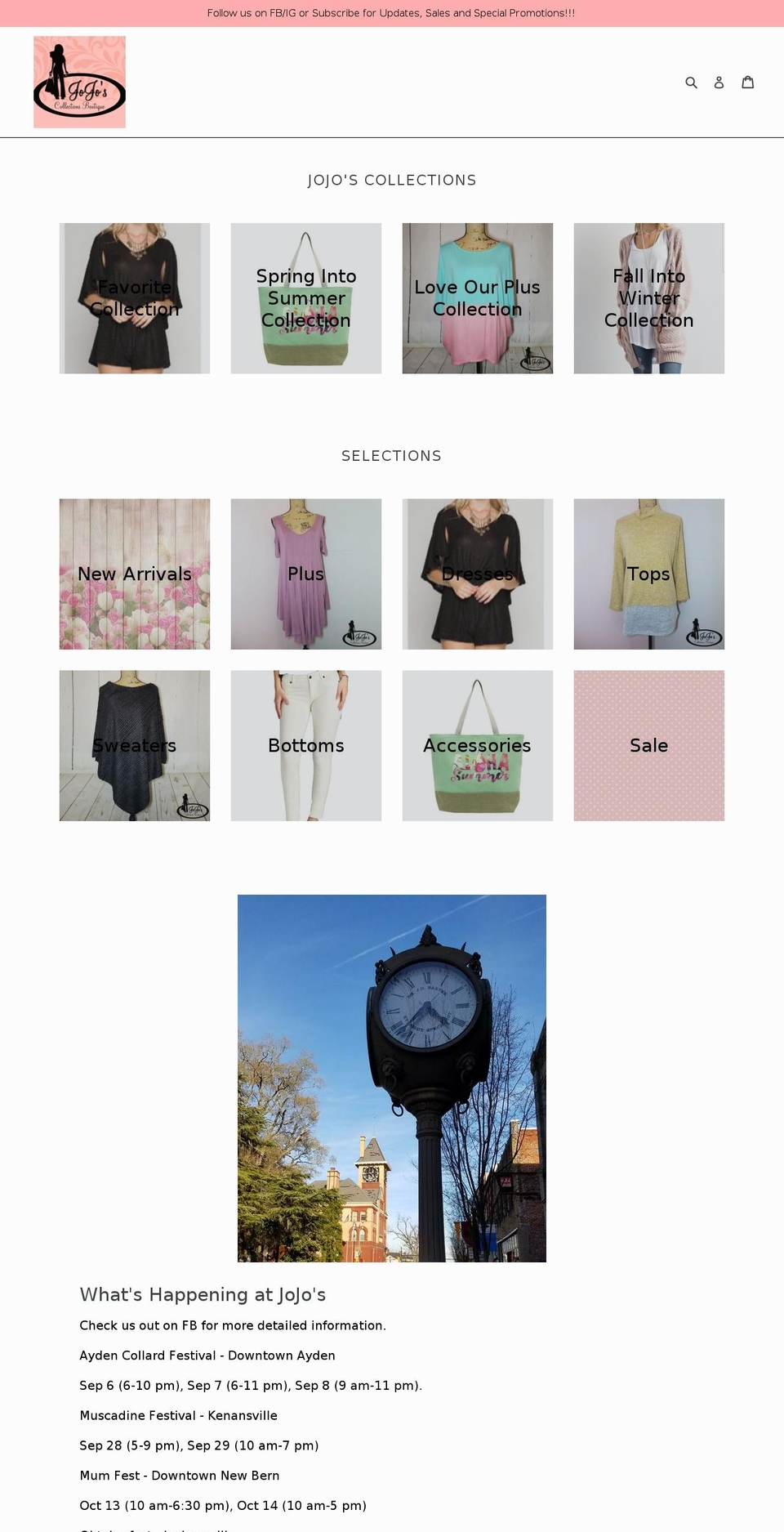 jojoscollectionsboutique.com — Shopify storefront screenshot