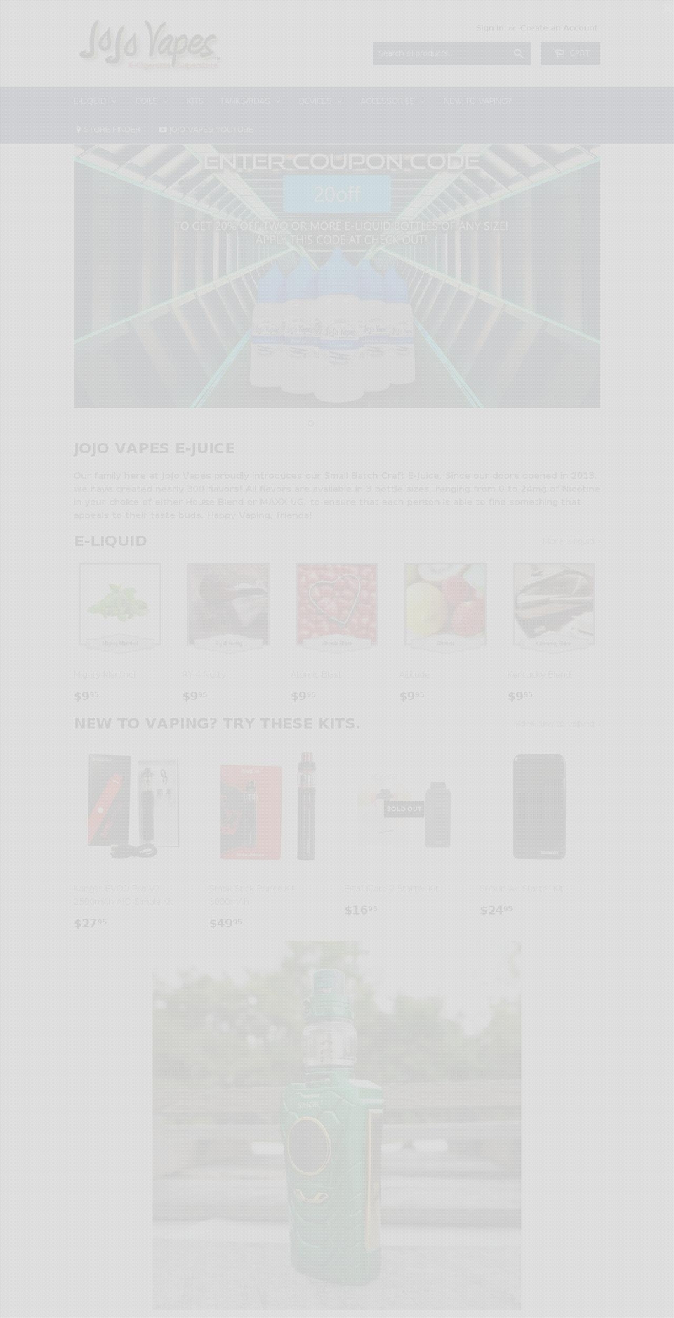 jojovape.com — Shopify storefront screenshot