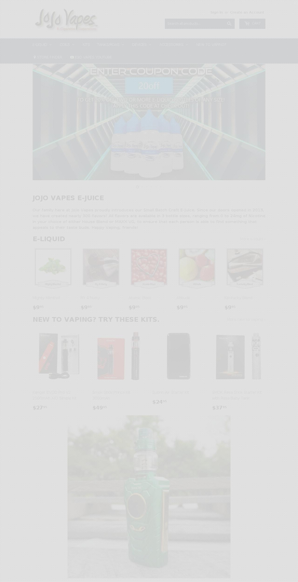 jojovapes.biz shopify website screenshot