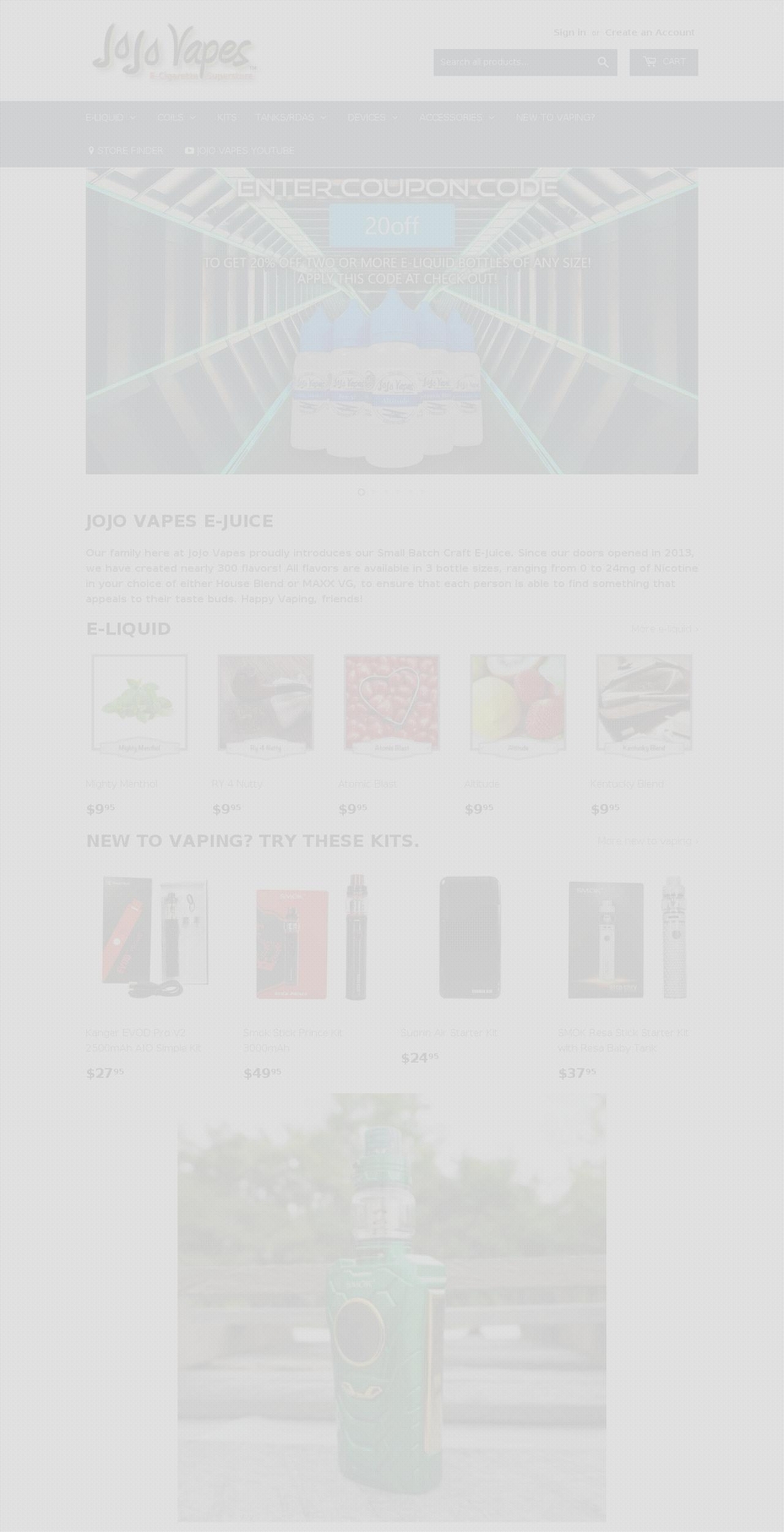 jojovapes.info shopify website screenshot