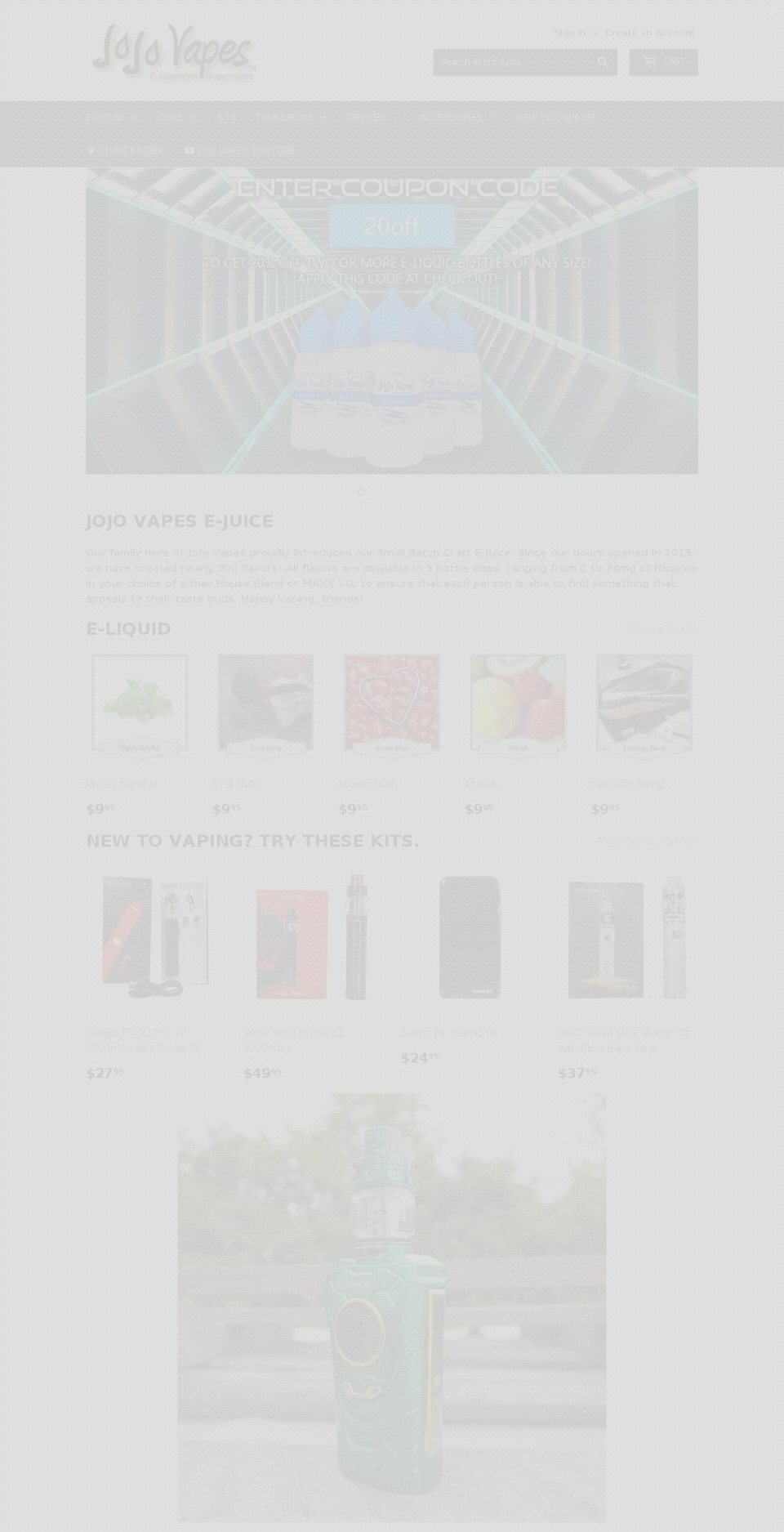 jojovapor.com — Shopify storefront screenshot