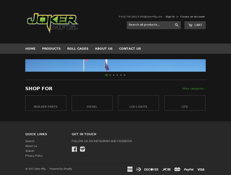 jokermfg.com shopify website screenshot