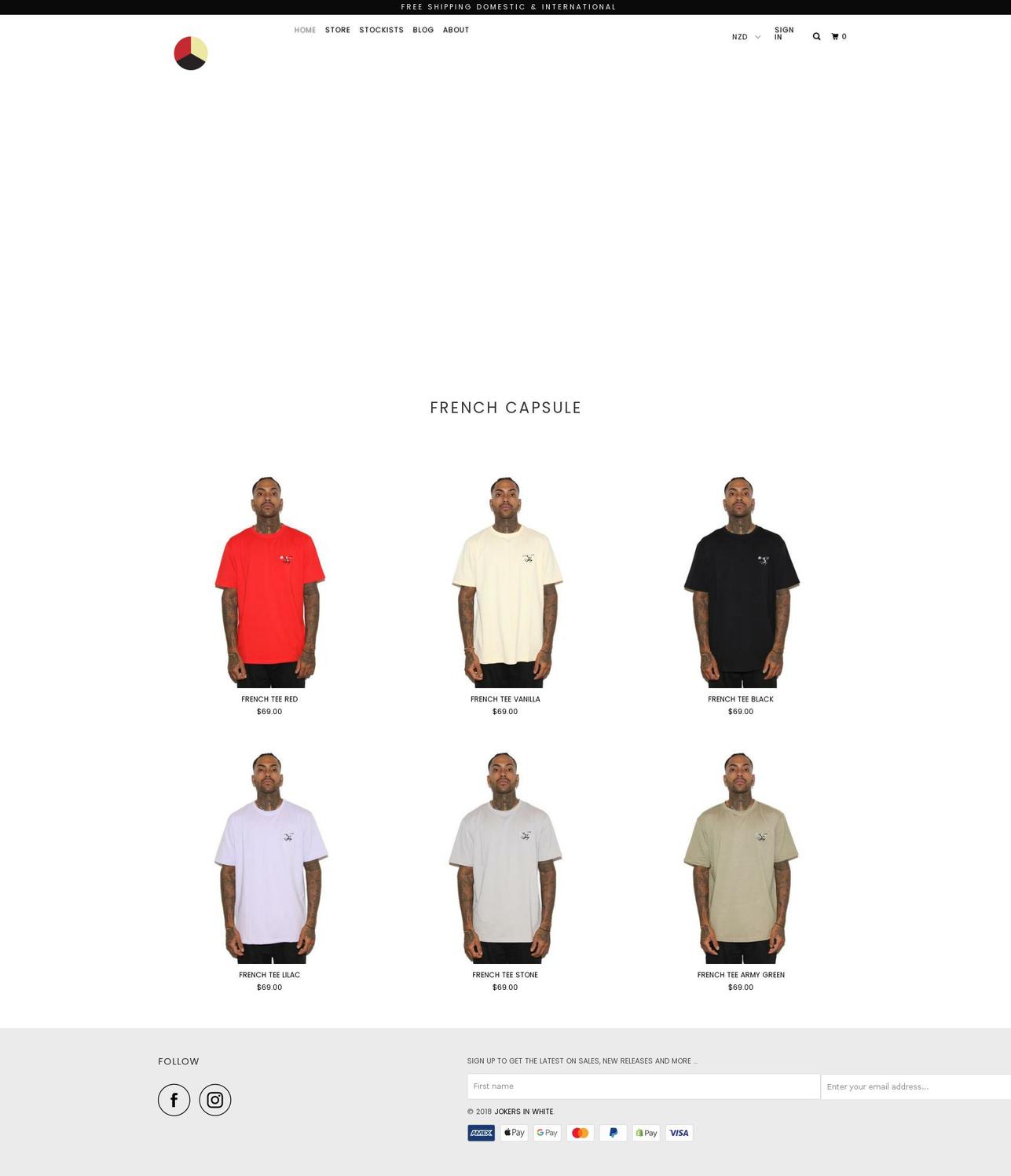 jokersinwhite.com — Shopify storefront screenshot
