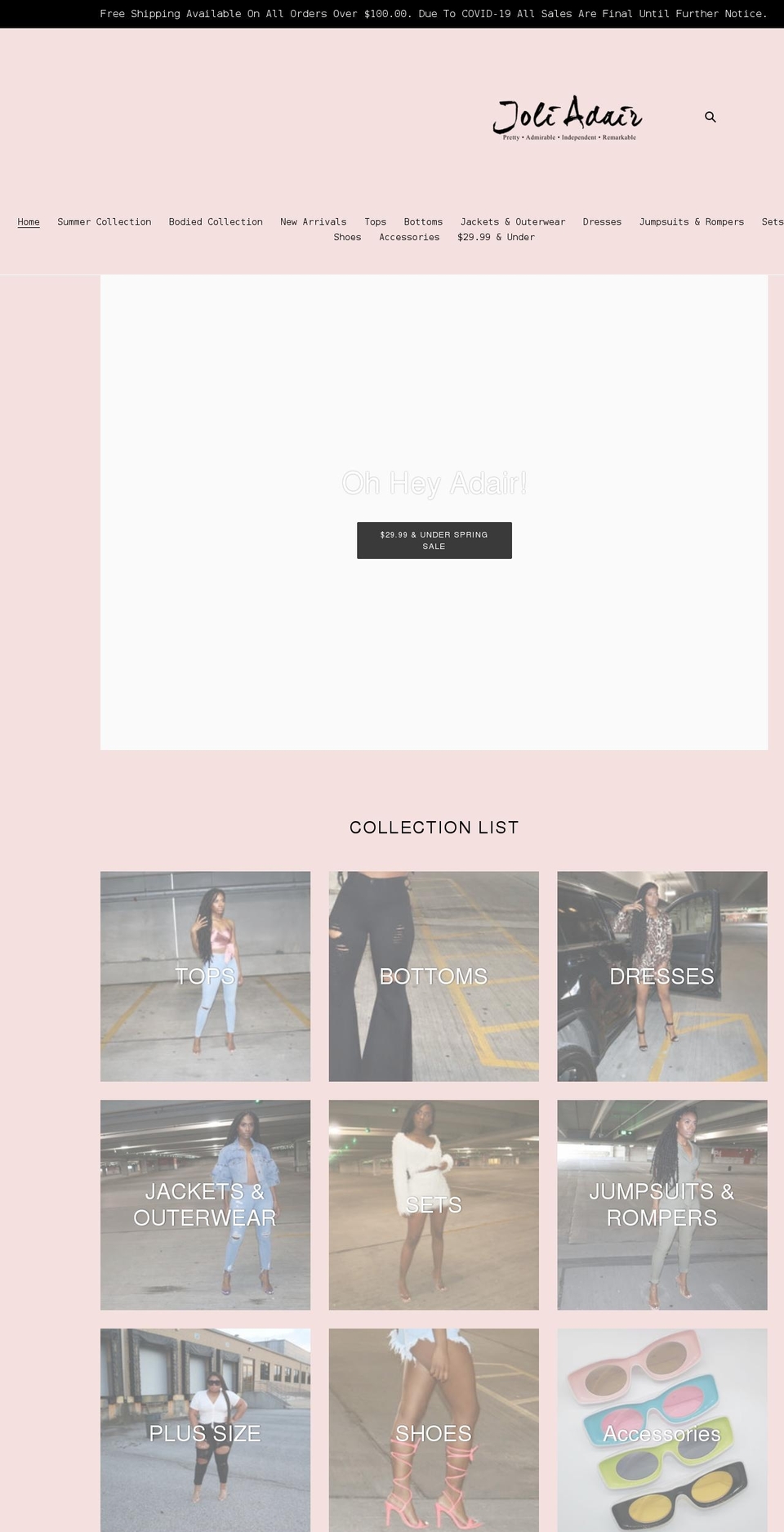 joliadair.com shopify website screenshot