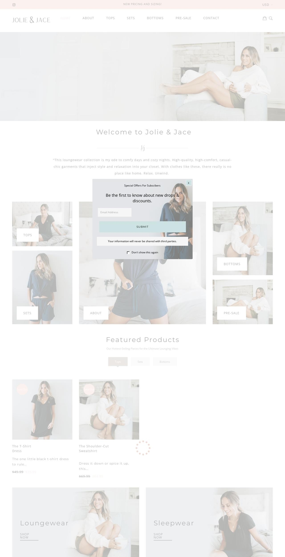 mimosa Shopify theme site example jolieandjace.com