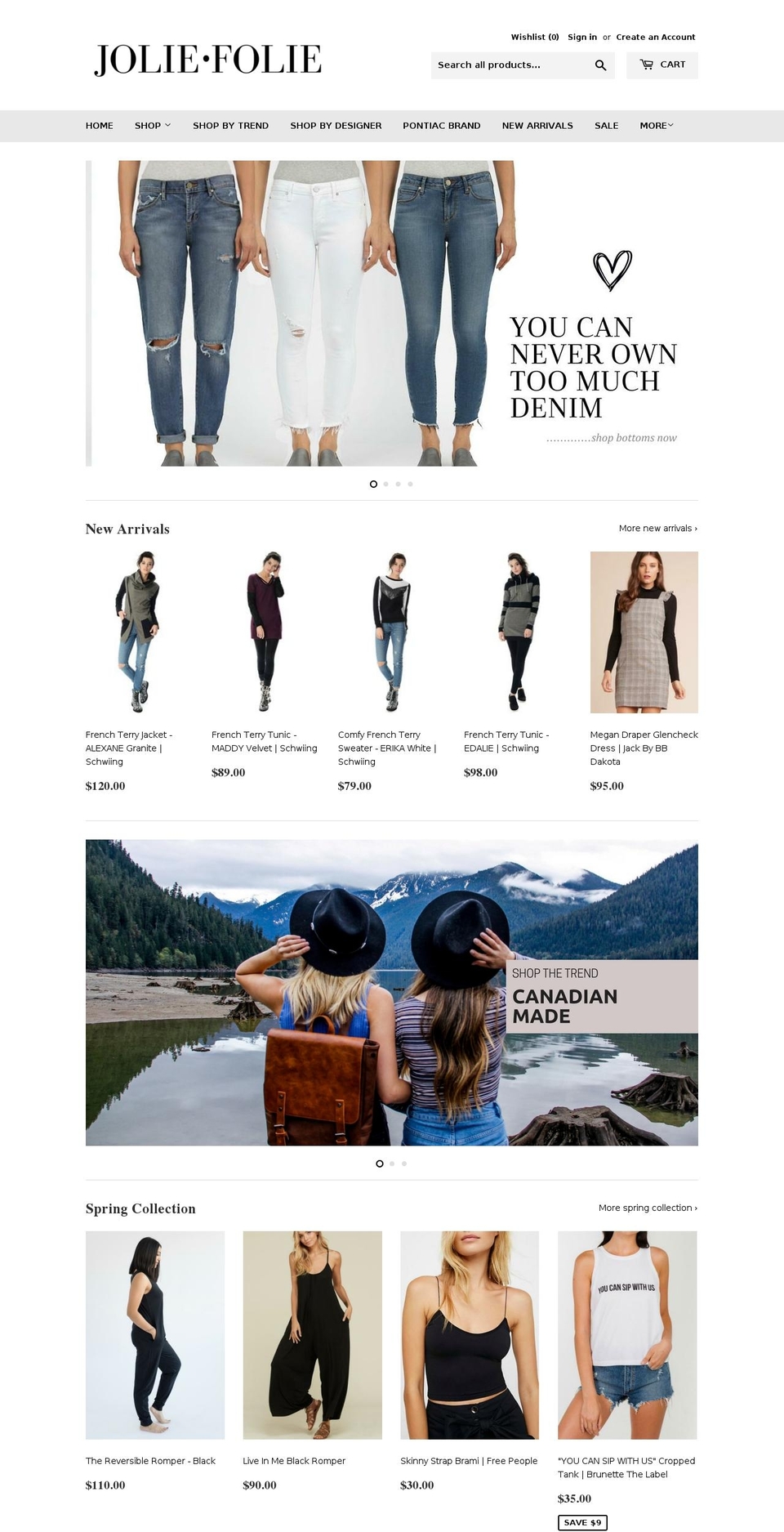 joliefolie.ca shopify website screenshot