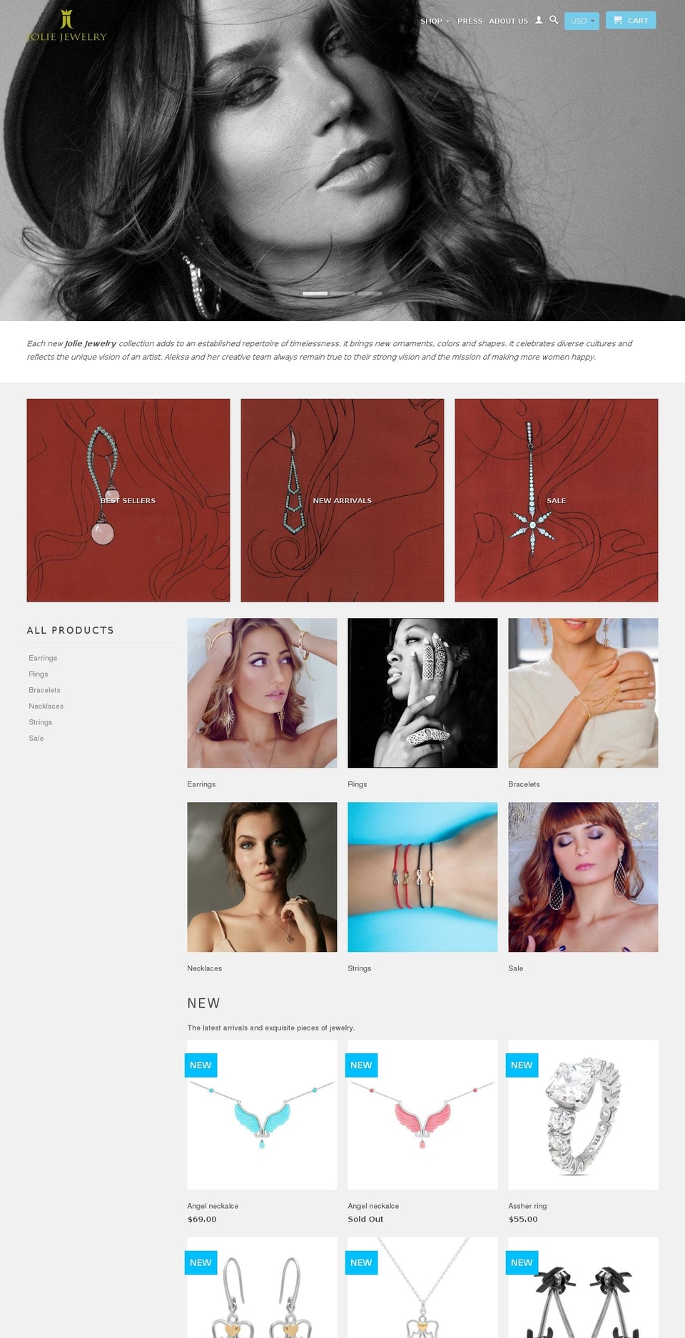 joliejewelry.co shopify website screenshot