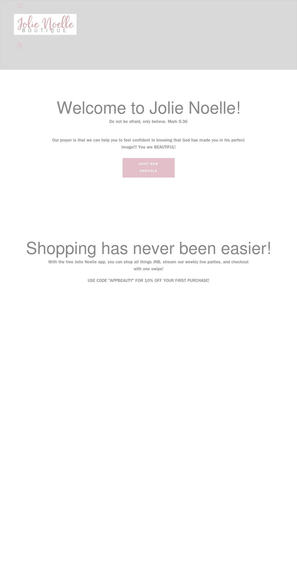 jolienoelleboutique.com shopify website screenshot
