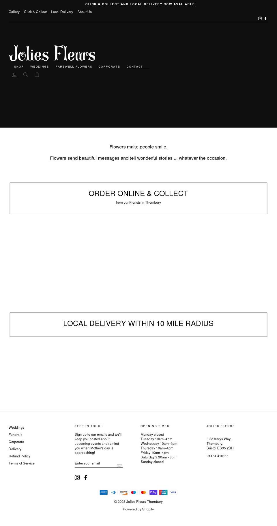joliesfleurs.co.uk shopify website screenshot