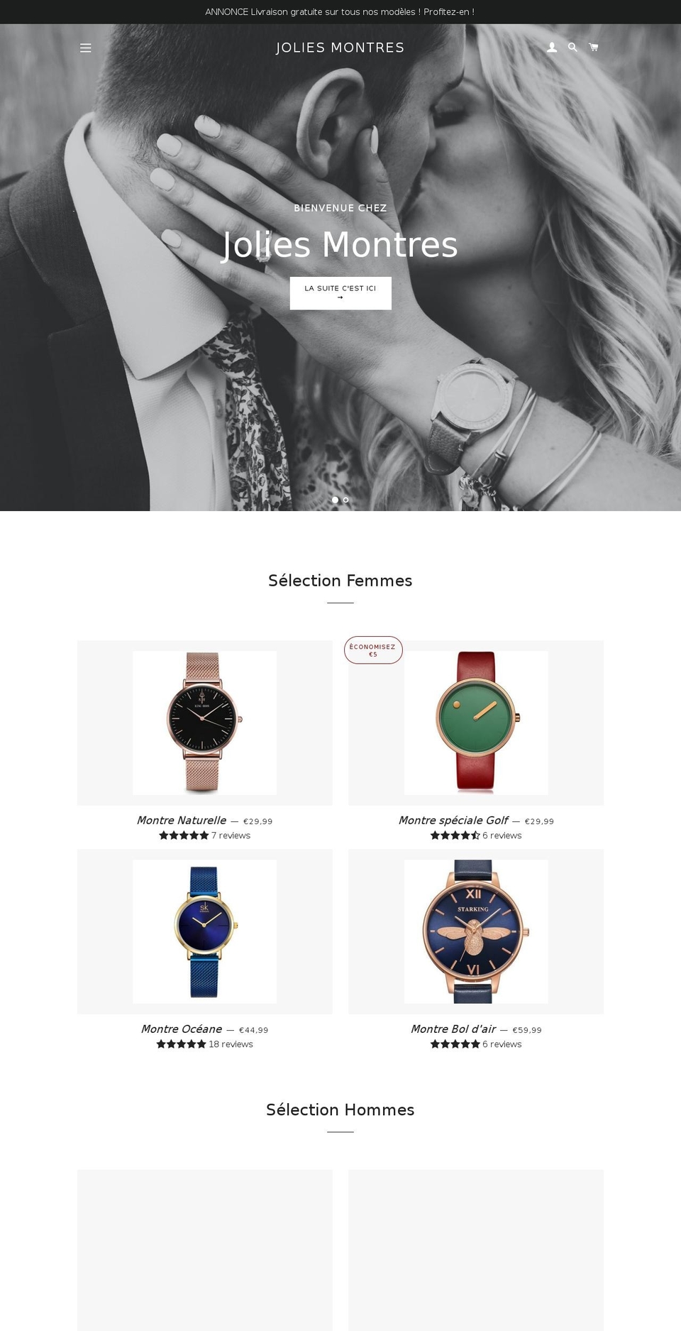 joliesmontres.com — Shopify storefront screenshot