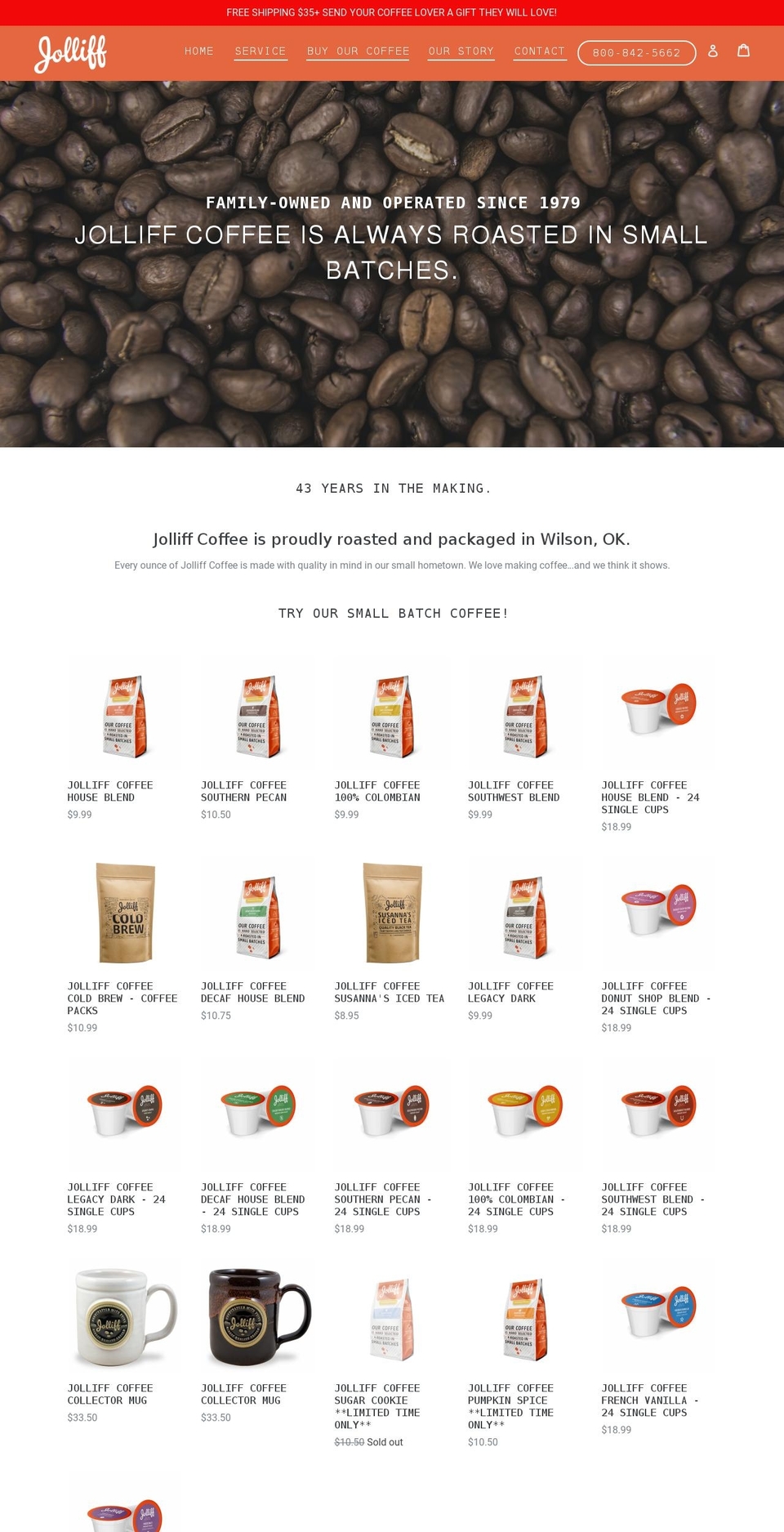 jolliffcoffee.com shopify website screenshot