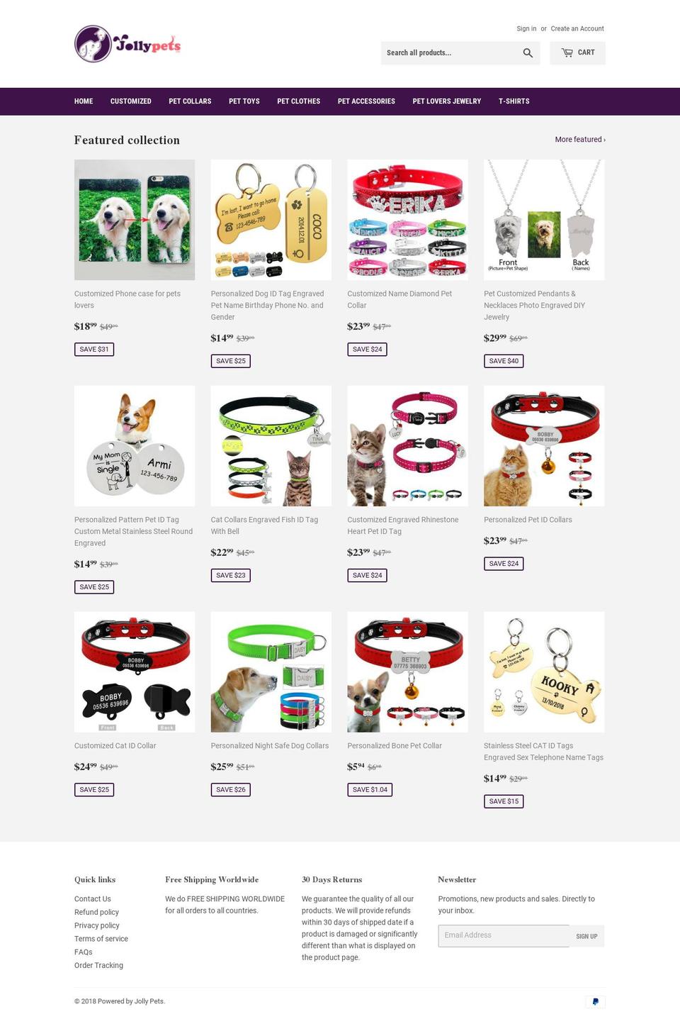 jollypets.net shopify website screenshot