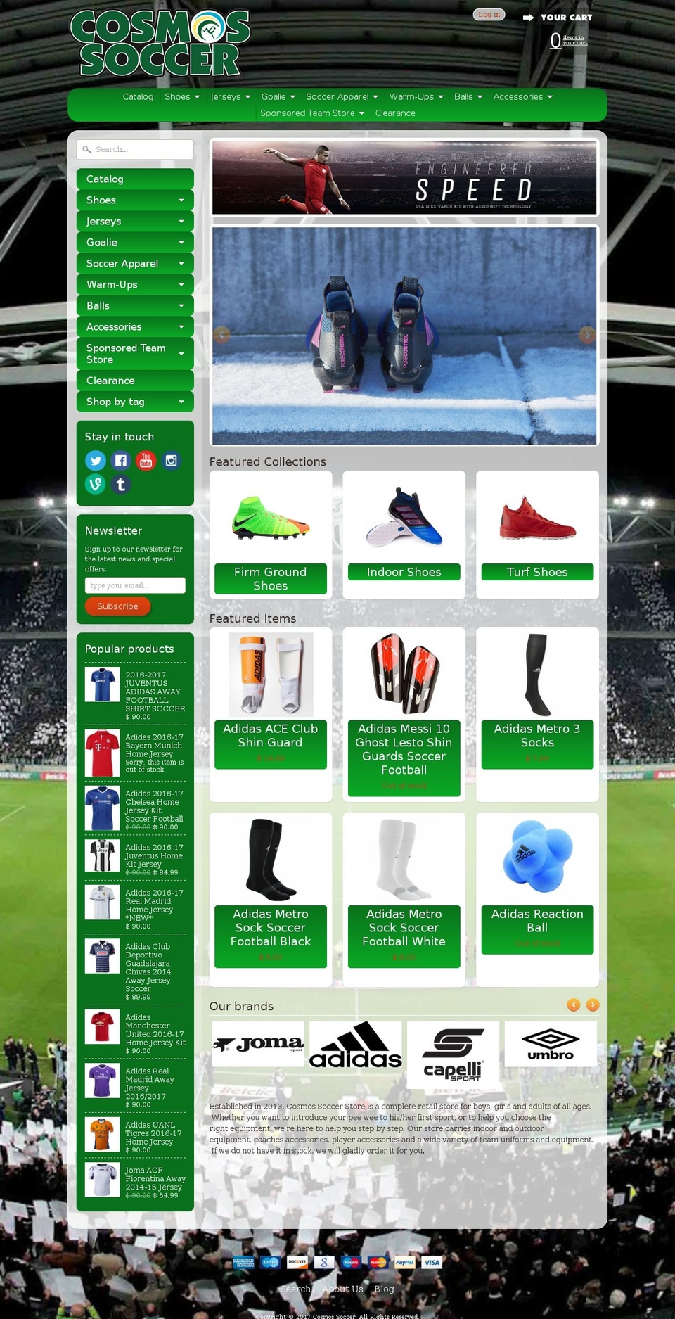 joma-soccer.com shopify website screenshot