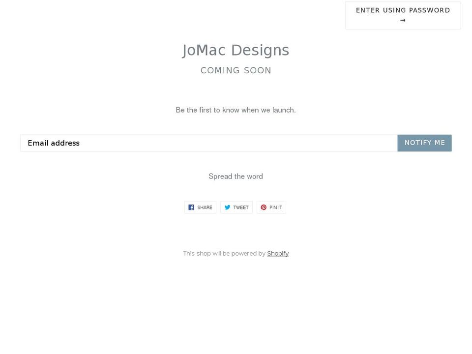 jomacdesigns.com shopify website screenshot