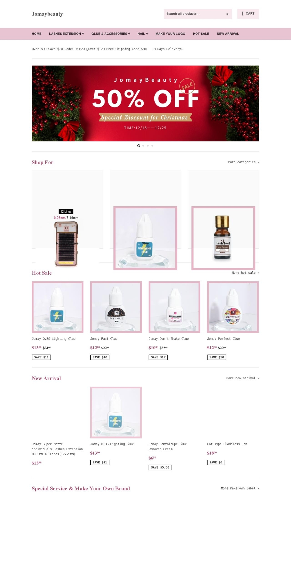 jomaylashes.com shopify website screenshot