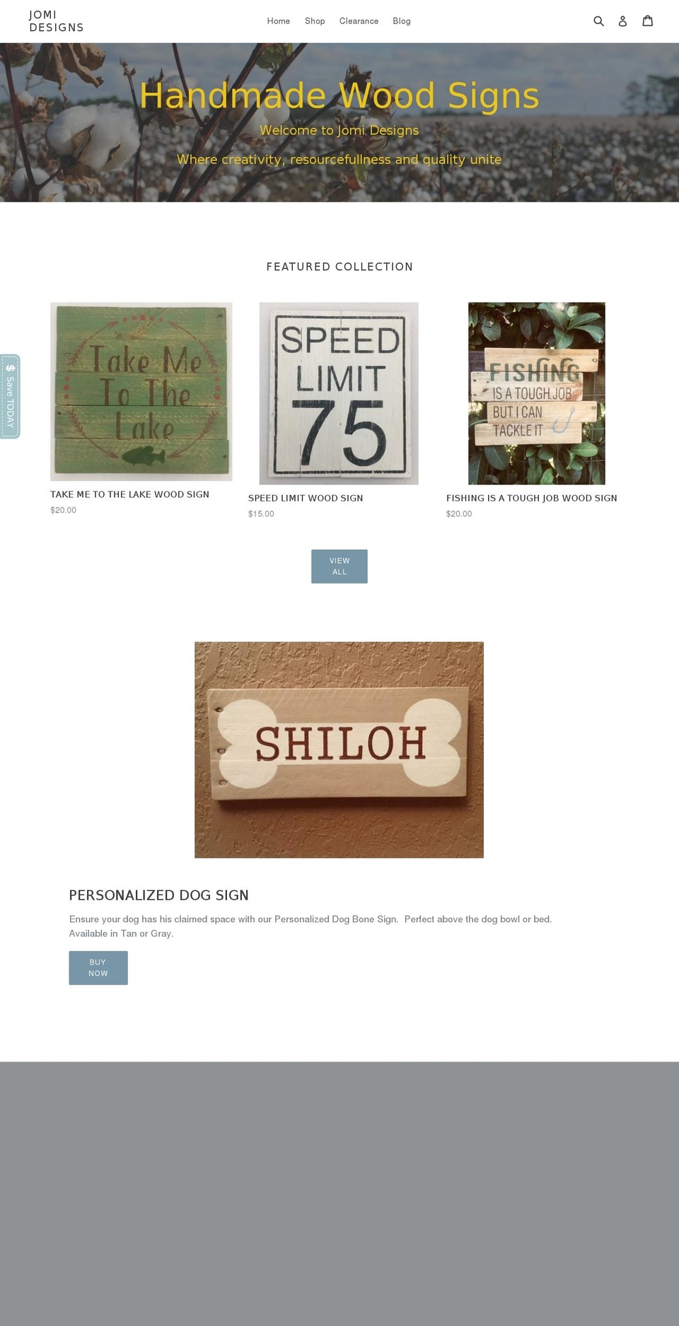 jomisigns.com — Shopify storefront screenshot