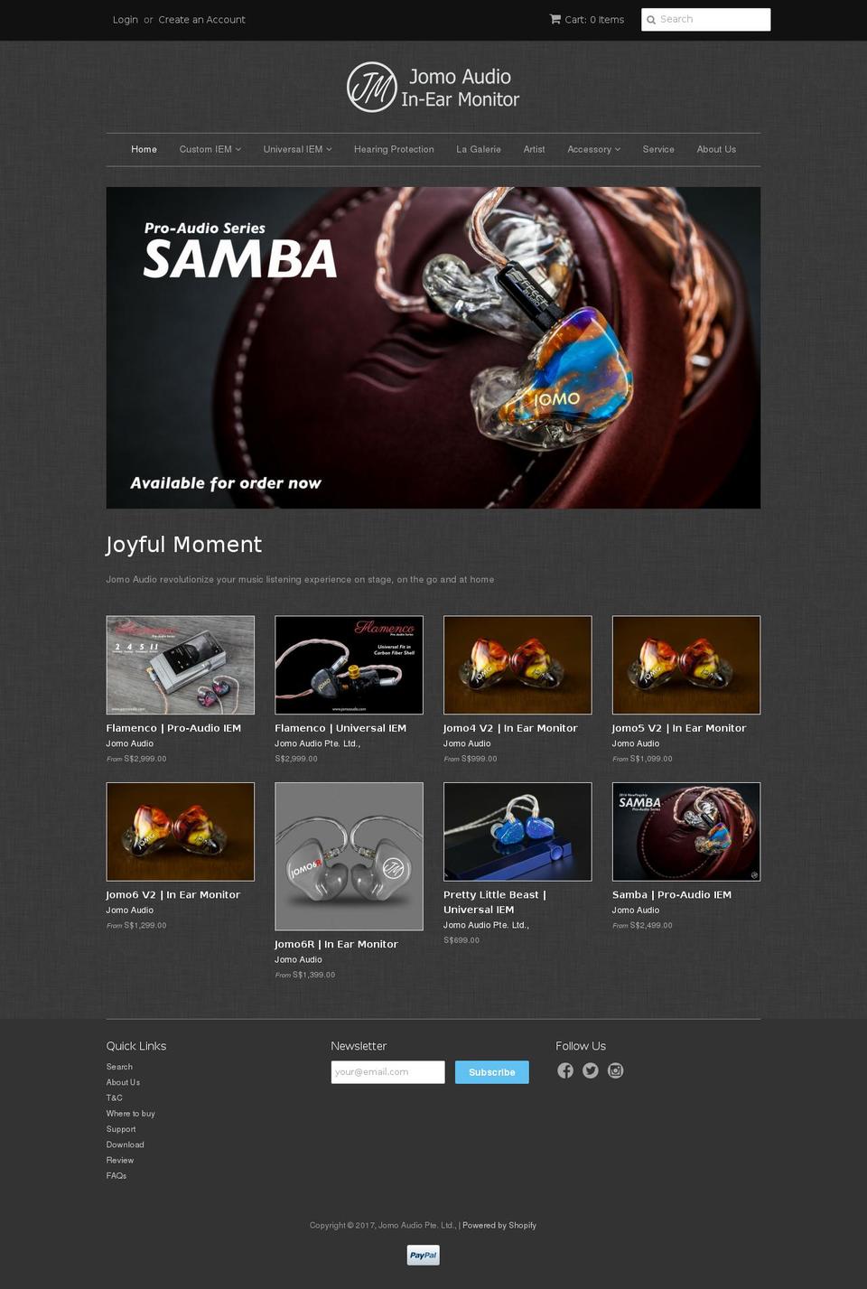 jomoaudio.com shopify website screenshot