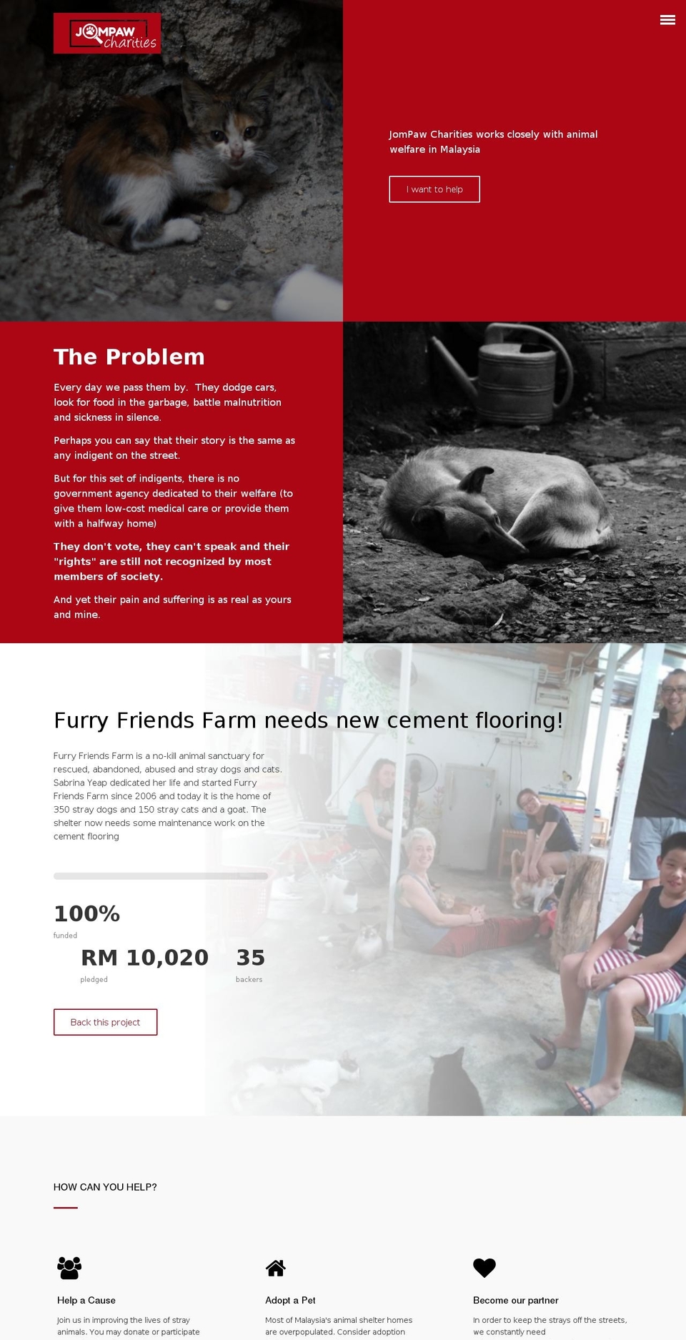 jompawcharities.org shopify website screenshot