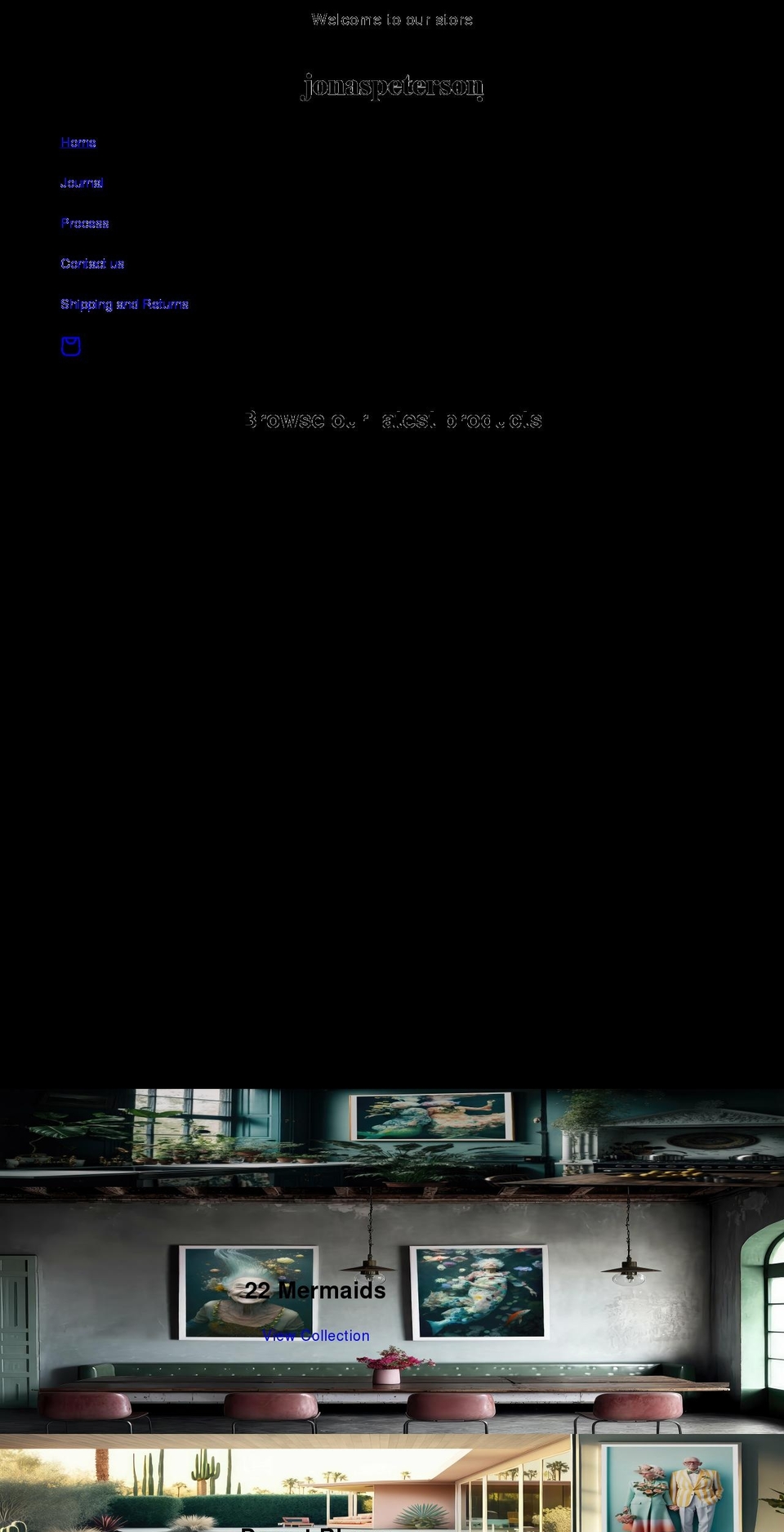 jonaspetersonprintshop.com shopify website screenshot