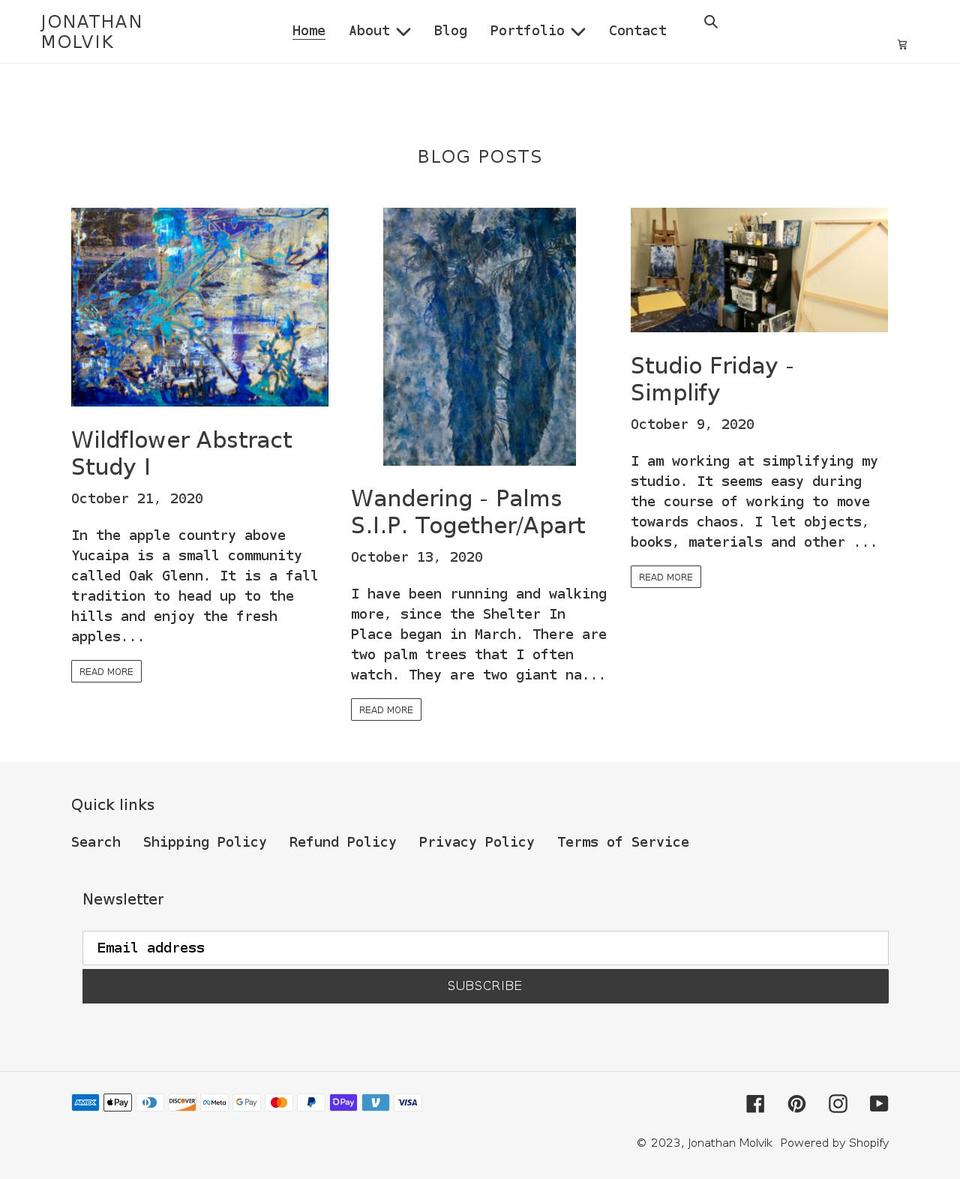 jonathanmolvik.com shopify website screenshot