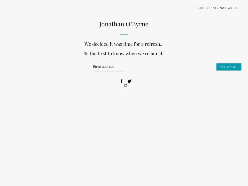 jonathanobyrne.com shopify website screenshot