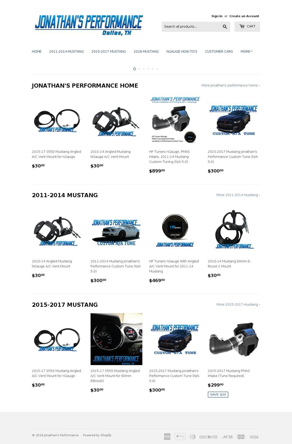 jonathansperformance.com — Shopify storefront screenshot