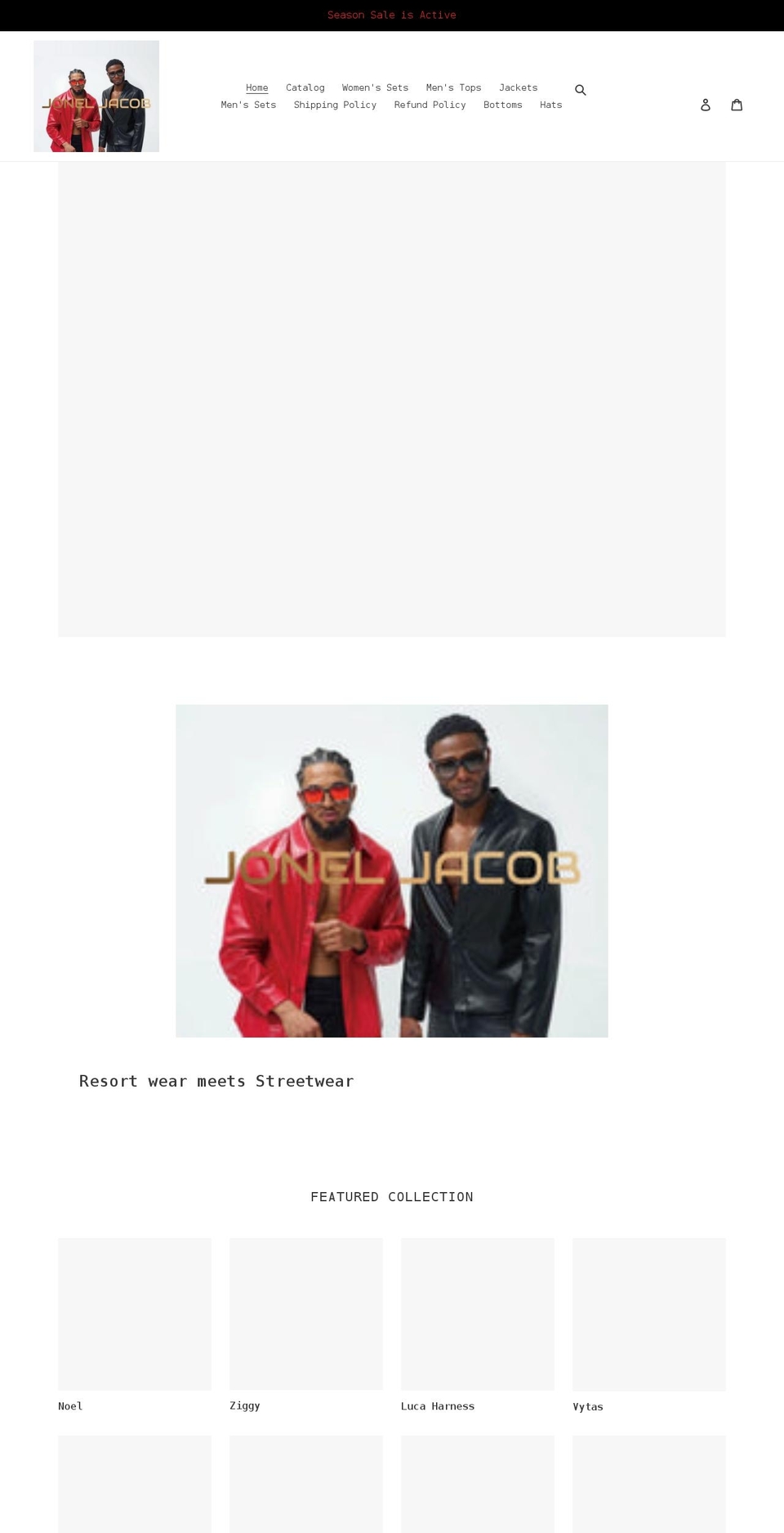 joneljacob.com shopify website screenshot