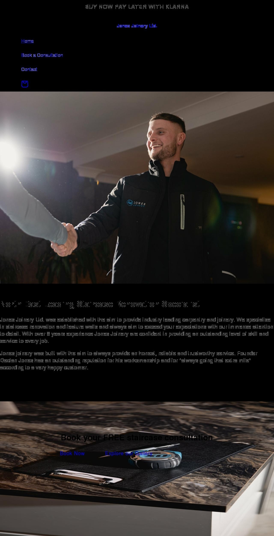 jones-joinery.co.uk shopify website screenshot