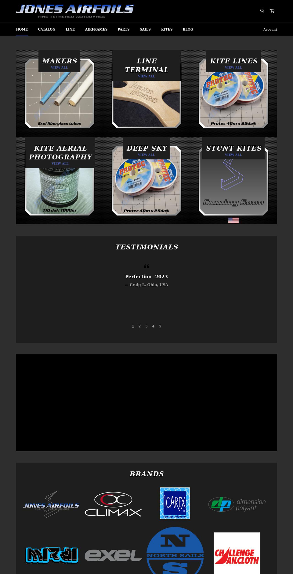 jonesairfoils.com shopify website screenshot