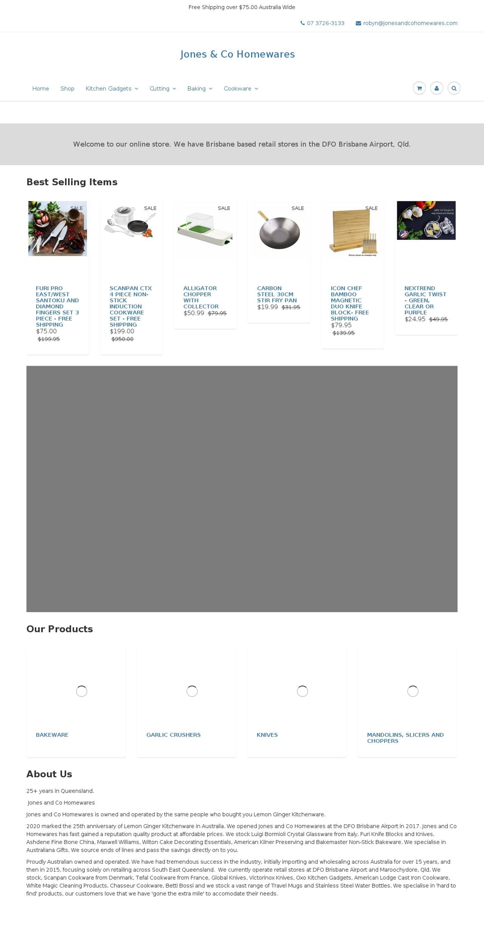 jonesandcokitchenware.com shopify website screenshot