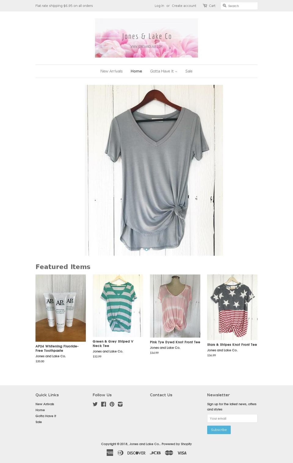 jonesandlake.com — Shopify storefront screenshot