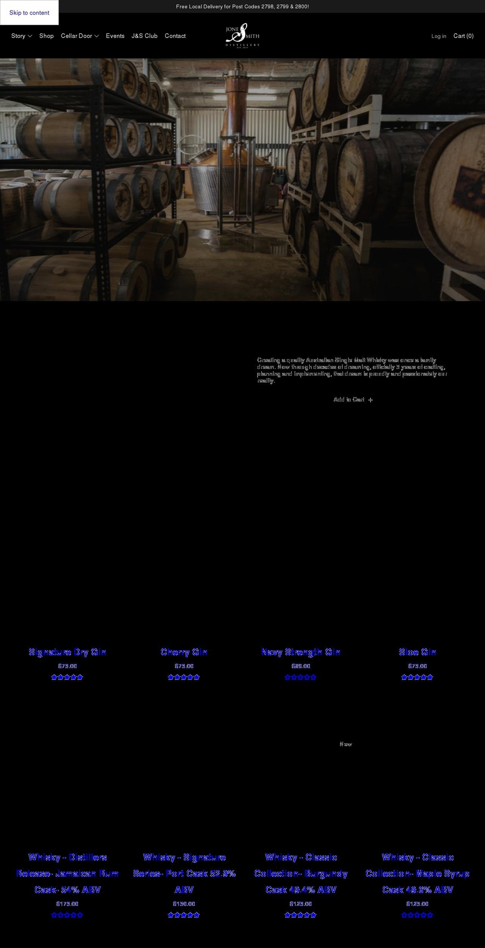 jonesandsmithdistillery.com.au shopify website screenshot