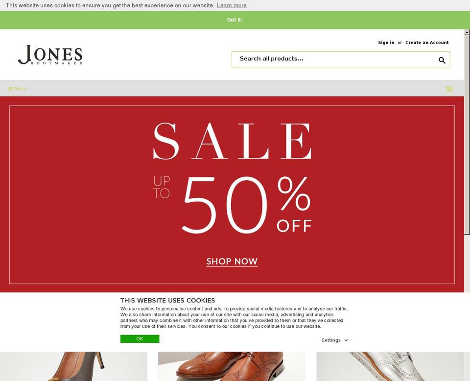 Stock Lookup Launch Shopify theme site example jonesbootmaker.com