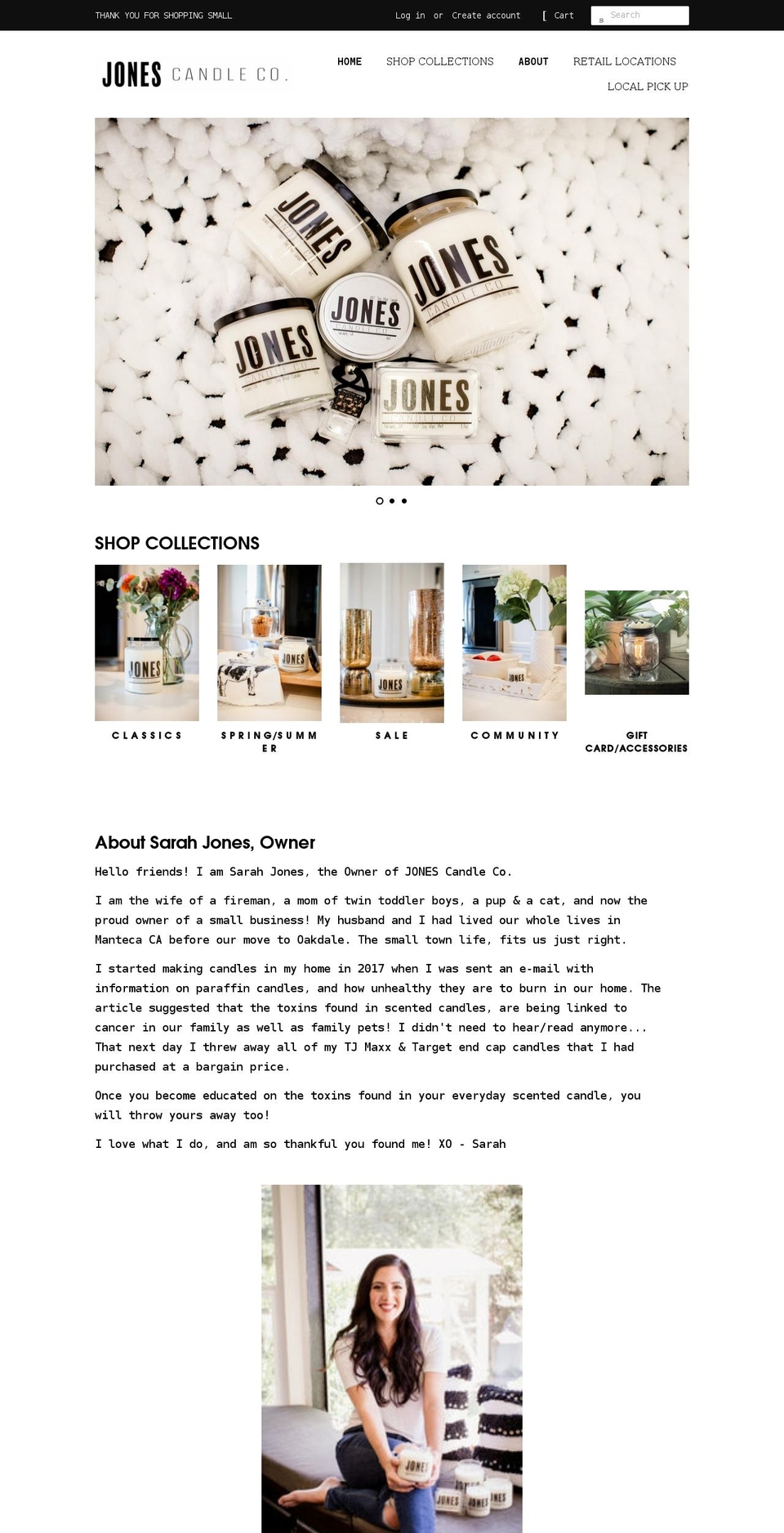 jonescandleco.com shopify website screenshot