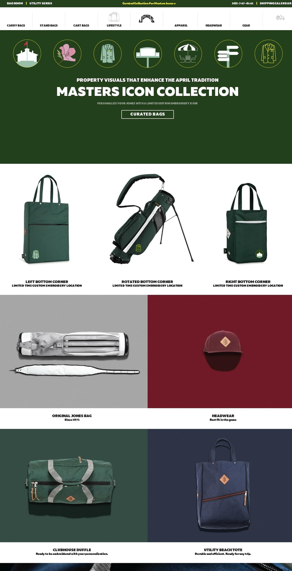 MrJones Shopify theme site example jonesgolfbags.com