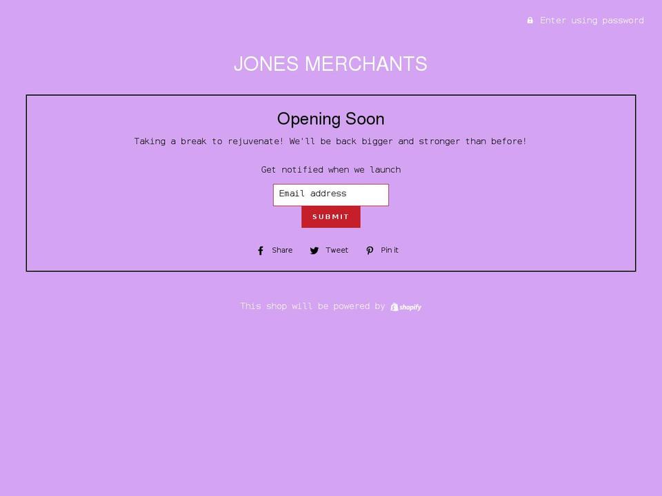jonesmerchants.com shopify website screenshot