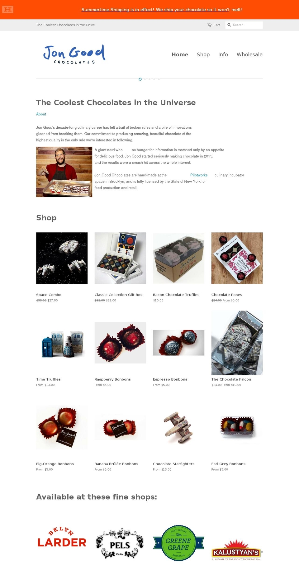 jongoodchocolates.com — Shopify storefront screenshot