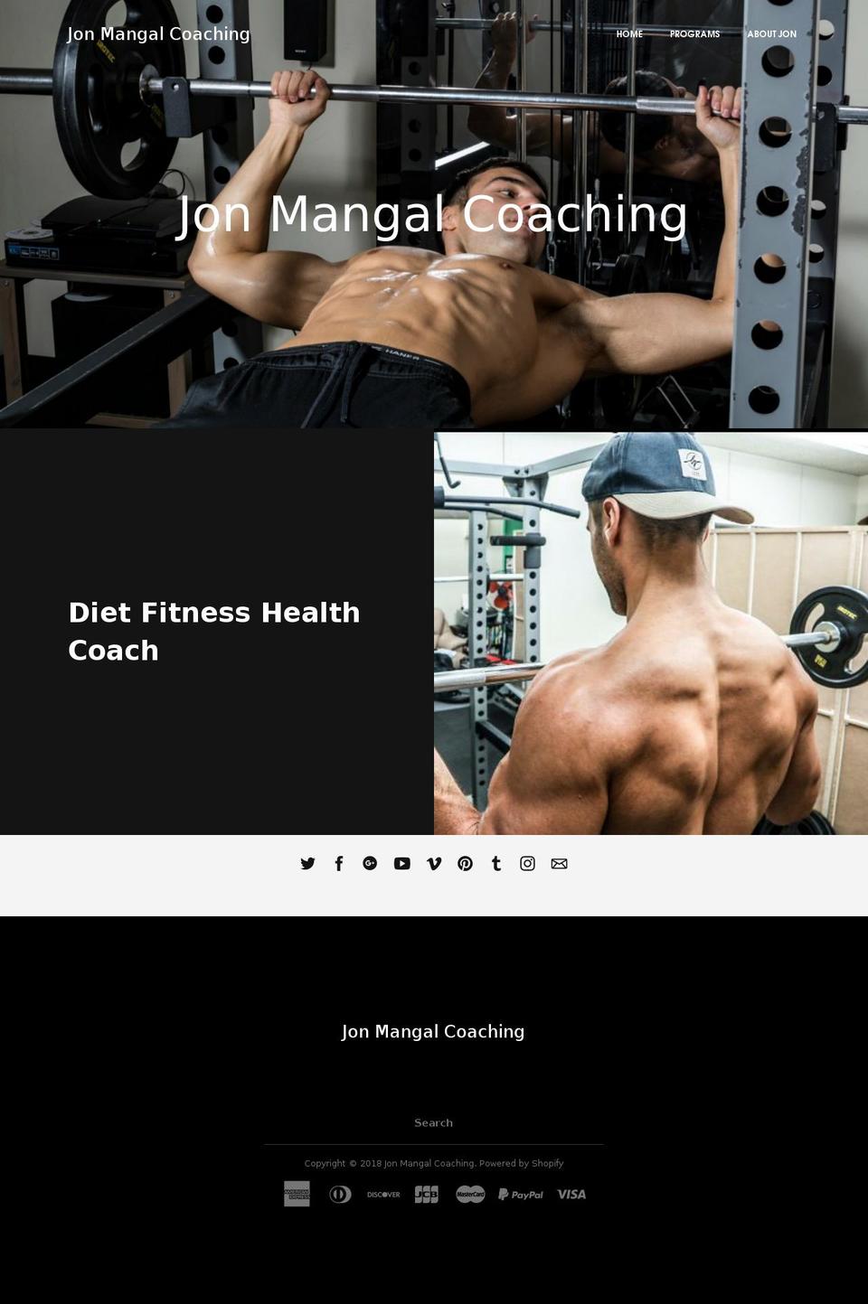 jonmangalcoaching.com — Shopify storefront screenshot