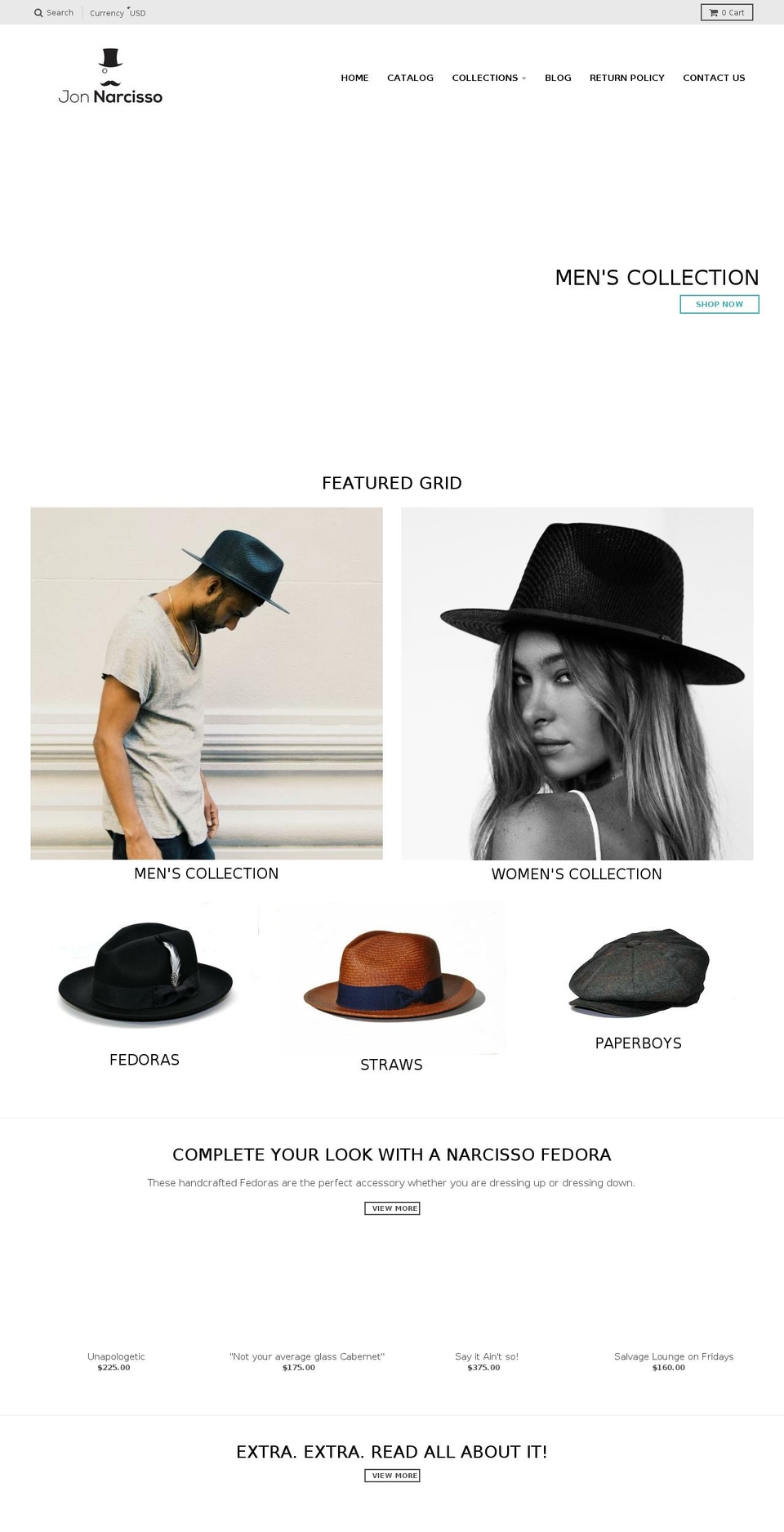 Artemis Shopify theme site example jonnarcisso.com